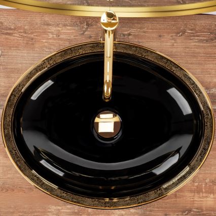 REA-U8978 - MARGOT opzetwastafel 40 x 52 cm, keramiek, zwart/goud