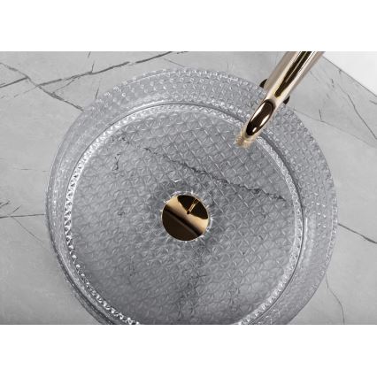 REA-U9615 - Opzetwastafel CRISTAL Ø 35,5 cm glas/grijs