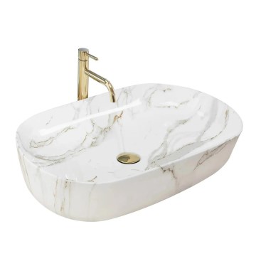 REA-U9656 - Opzetwastafel CLEO 41 x 60,5 cm keramiek/marmerdecor
