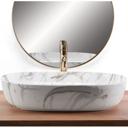 REA-U9656 - Opzetwastafel CLEO 41 x 60,5 cm keramiek/marmerdecor