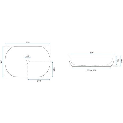 REA-U9656 - Opzetwastafel CLEO 41 x 60,5 cm keramiek/marmerdecor
