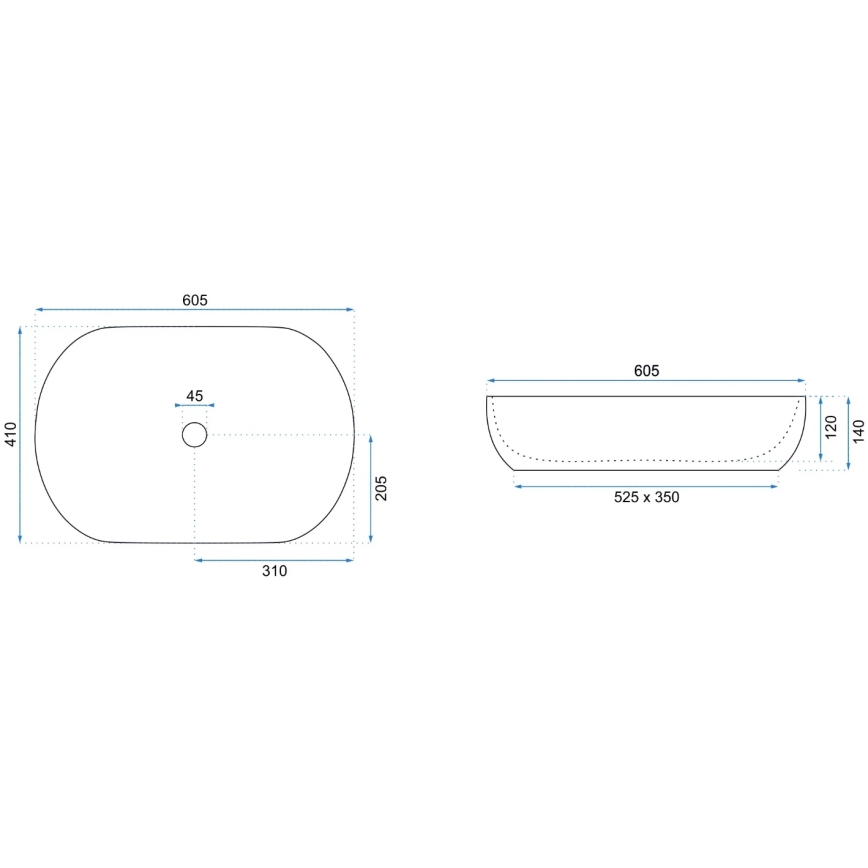 REA-U9656 - Opzetwastafel CLEO 41 x 60,5 cm keramiek/marmerdecor
