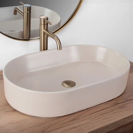 REA-U9661 - Opzetwastafel NADIA 38,5x61 cm keramiek/beige
