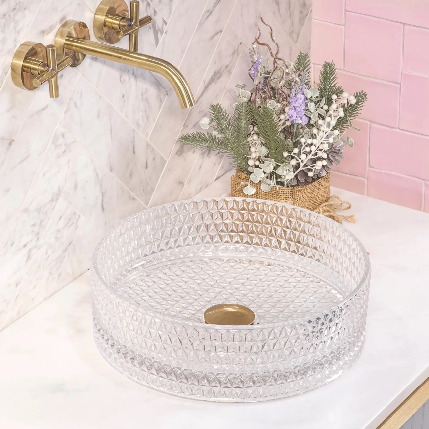 REA-U9670 - Opzetwastafel CRISTAL 35,5 cm glas/helder