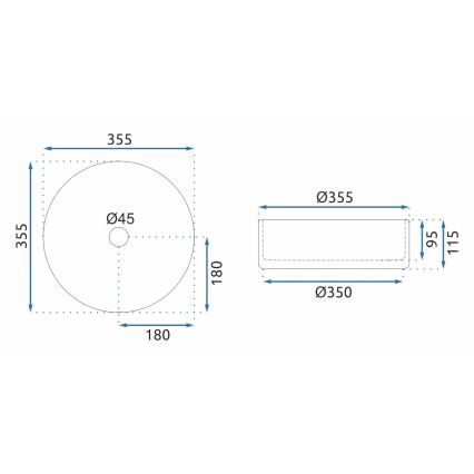 REA-U9670 - Opzetwastafel CRISTAL 35,5 cm glas/helder