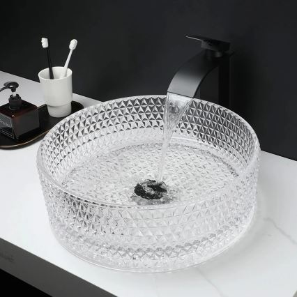 REA-U9670 - Opzetwastafel CRISTAL Ø 35,5 cm glas/helder