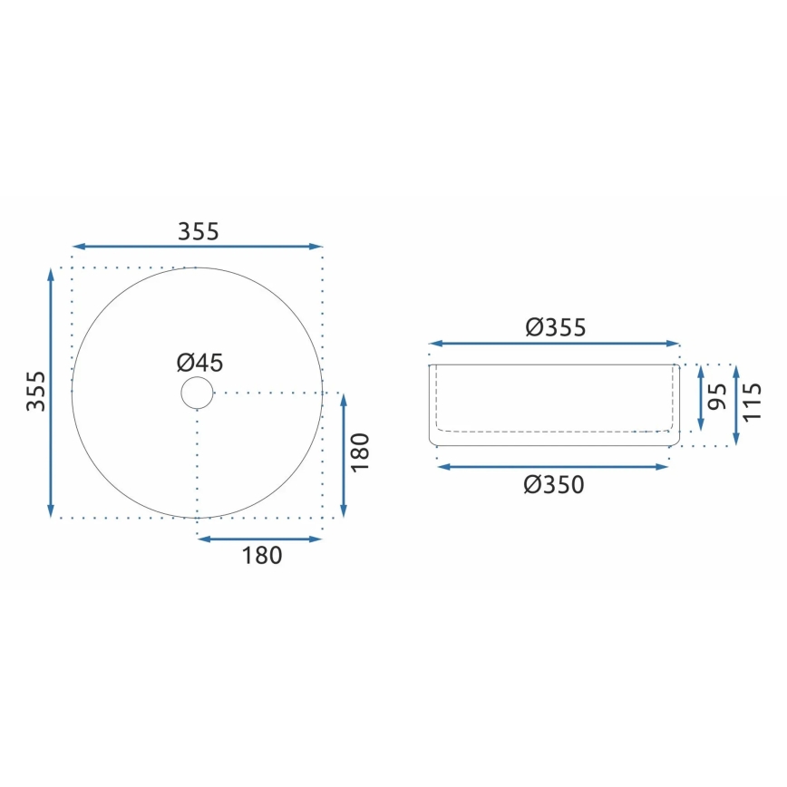 REA-U9670 - Opzetwastafel CRISTAL Ø 35,5 cm glas/helder
