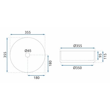 REA-U9671 - Opzetwastafel CRISTAL Ø 35,5 cm glas/rookgrijs