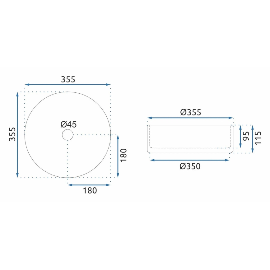REA-U9671 - Opzetwastafel CRISTAL Ø 35,5 cm glas/rookgrijs