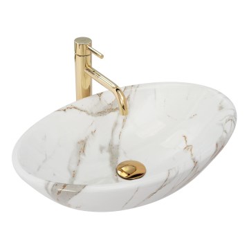 REA-U9685 - Opzetwastafel PAMELA 33x53 cm keramiek/marmerdecor