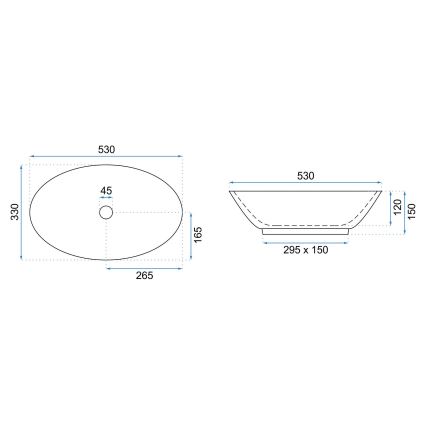 REA-U9685 - Opzetwastafel PAMELA 33x53 cm keramiek/marmerdecor