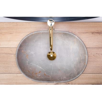 REA-U9887 - Opzetwastafel LARA 35x48,5 cm keramiek/grijs/marmerdecor