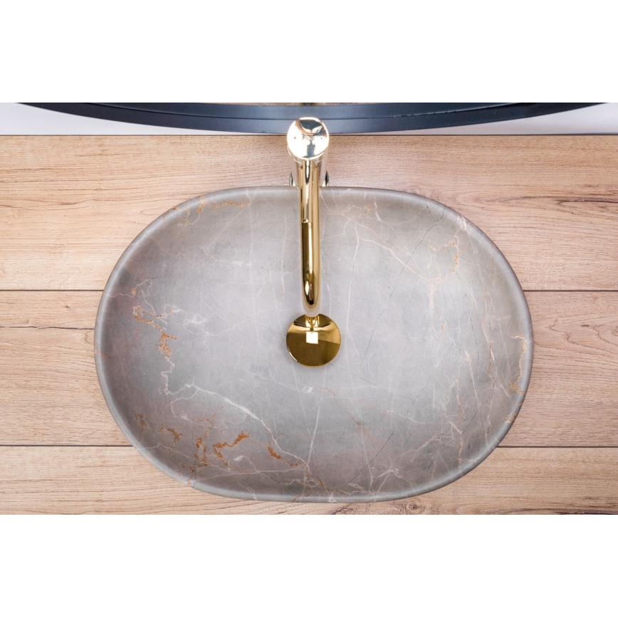 REA-U9887 - Opzetwastafel LARA 35x48,5 cm keramiek/grijs/marmerdecor