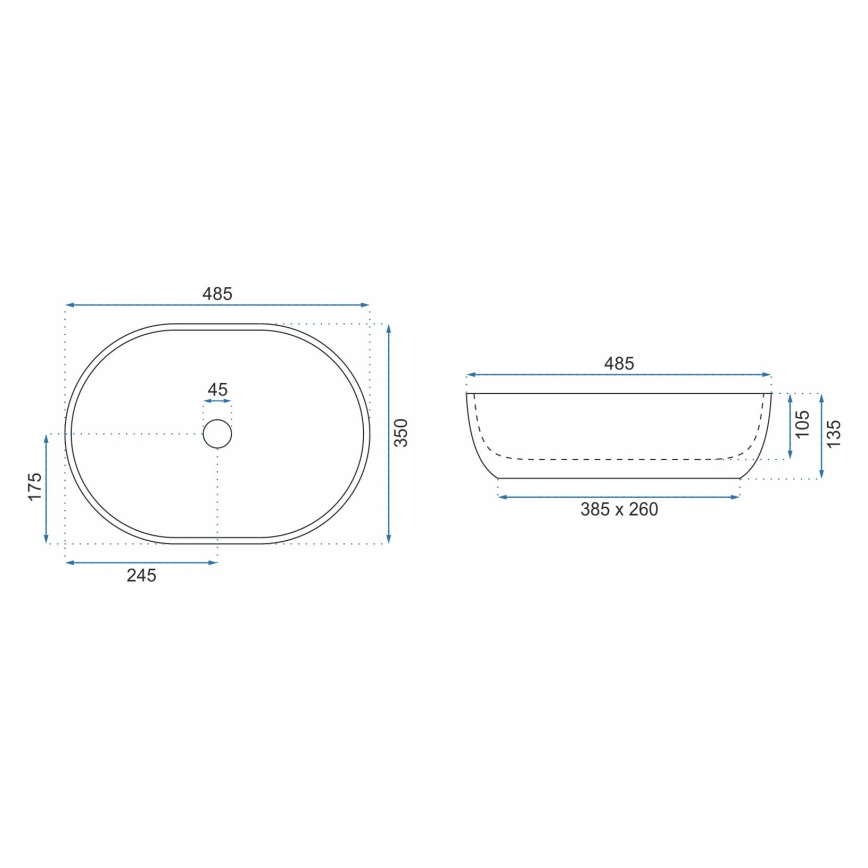 REA-U9888 - Opzetwastafel LARA 35x48,5 cm keramiek/steenlook