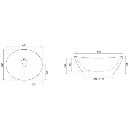 REA-U9908 - Opzetwastafel SOFIA 34,5x41 cm keramiek/steenlook
