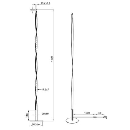 Reality - Dimbare LED Staande lamp SPIN LED/10,5W/230V