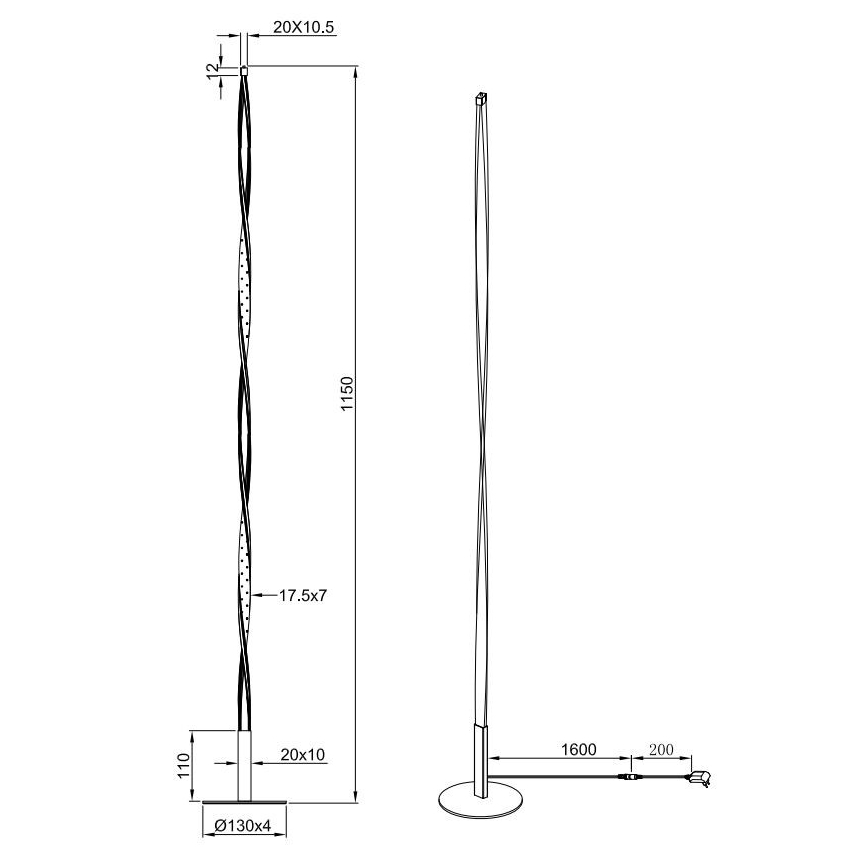 Reality - Dimbare LED Staande lamp SPIN LED/10,5W/230V