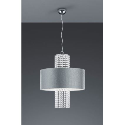 Reality - Hanglamp aan een koord KING 3xE14/28W/230V zilver