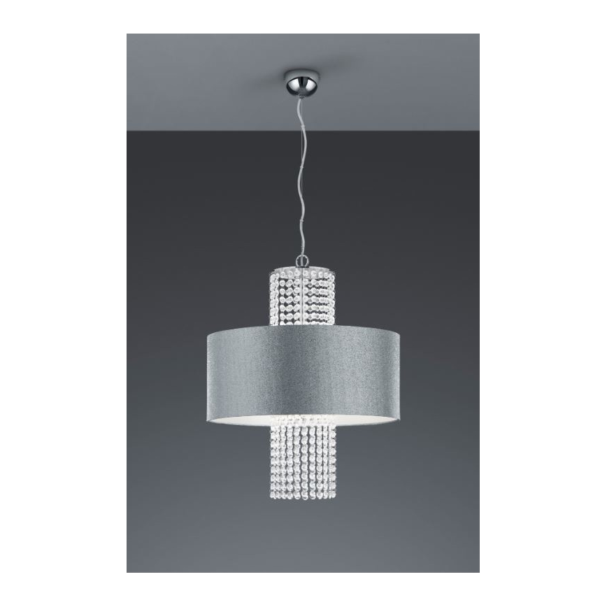 Reality - Hanglamp aan een koord KING 3xE14/28W/230V zilver