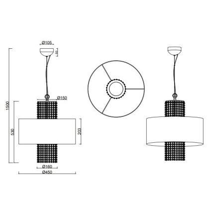 Reality - Hanglamp aan een koord KING 3xE14/28W/230V zilver