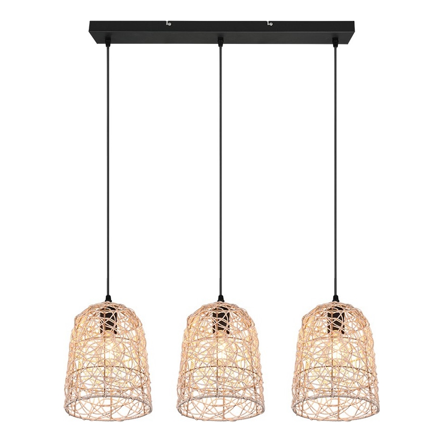 Reality - Hanglamp aan kabel LOVIS 3xE27/40W/230V zwart