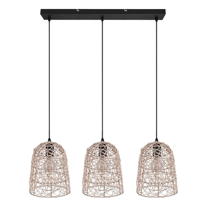 Reality - Hanglamp aan kabel LOVIS 3xE27/40W/230V zwart