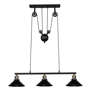 Reality - Hanglamp aan kabel POULI 3xE27/40W/230V zwart