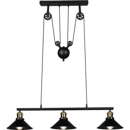 Reality - Hanglamp aan kabel POULI 3xE27/40W/230V zwart