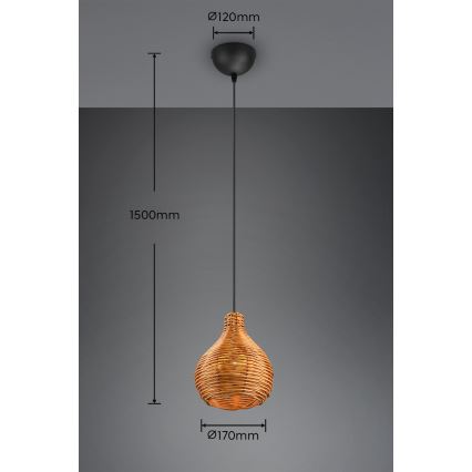 Reality - Hanglamp aan snoer SPROUT 1xE14/40W/230V bruin/rotan