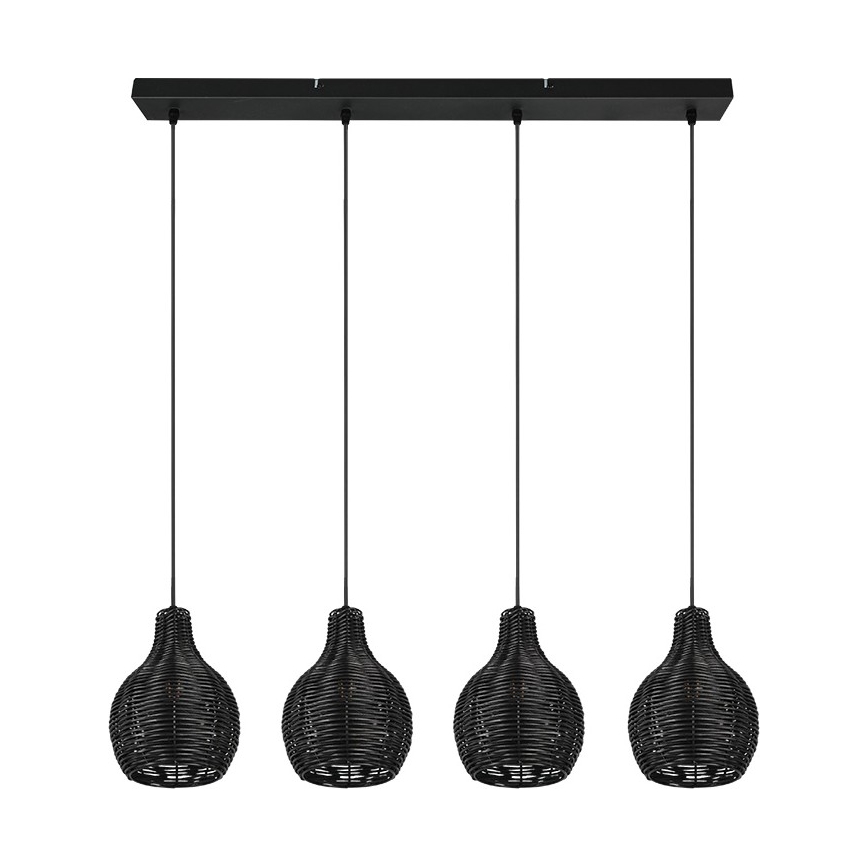 Reality - Hanglamp met kabel SPROUT 4xE14/30W/230V zwart/rotan