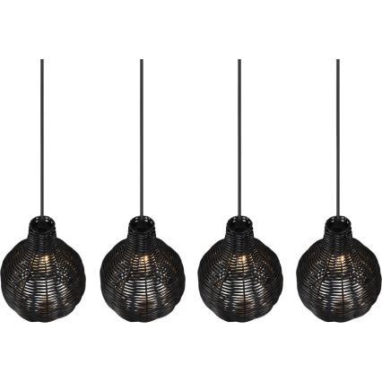 Reality - Hanglamp met kabel SPROUT 4xE14/30W/230V zwart/rotan