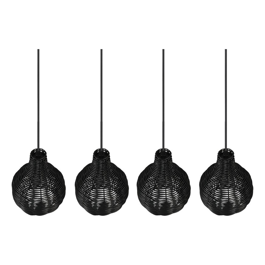 Reality - Hanglamp met kabel SPROUT 4xE14/30W/230V zwart/rotan