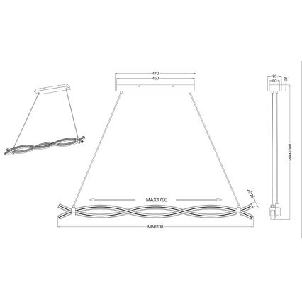 Reality - LED Hanglamp aan een koord WAVE LED/16W/230V + LED/9W