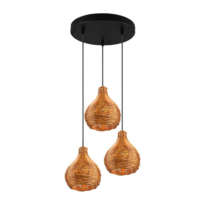 Reality - Snoerhanglamp SPROUT 3xE14/40W/230V bruin/rotan