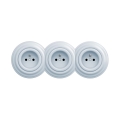 Reblig - Driedubbele retro wandcontactdoos met afdekraam 230 V, blauw