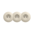 Reblig - Drievoudig retro stopcontact voor binnen met afdekraam 230V beige