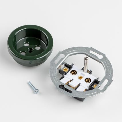 Reblig - Drievoudig retro-wandcontactdoos met afdekraam 230V groen