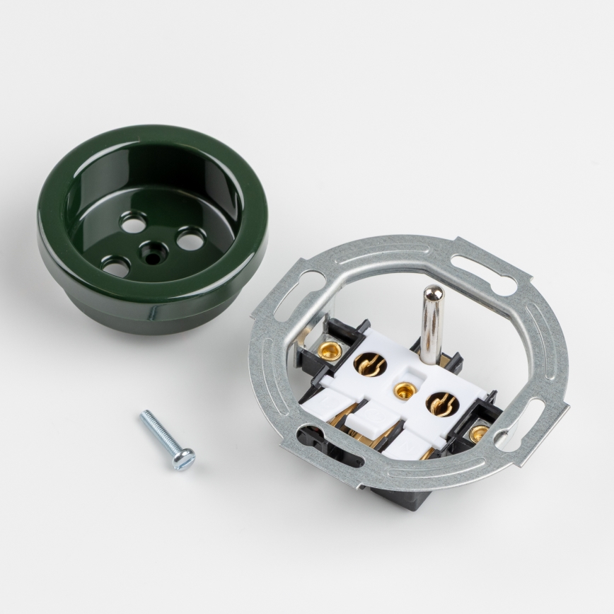 Reblig - Drievoudig retro-wandcontactdoos met afdekraam 230V groen