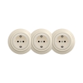 Reblig - Drievoudig retro-wandcontactdoos met frame, SCHUKO 230 V, beige