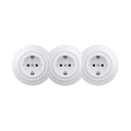 Reblig - Drievoudig retro-wandcontactdoos met frame SCHUKO 230V sneeuwwit