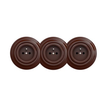 Reblig - Drievoudige retro-wandcontactdoos voor huishoudelijk gebruik met afdekraam, 230V, bruin