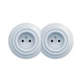 Reblig - Dubbele retro wandcontactdoos met afdekraam 230V blauw