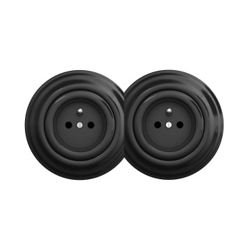 Reblig - Dubbele retro-wandcontactdoos met afdekraam nr. 1, zwart
