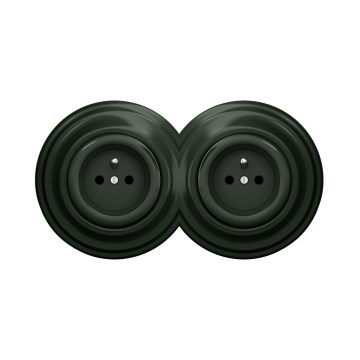 Reblig - Dubbele retro-wandcontactdoos met frame 230 V groen