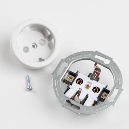 Reblig - Dubbele retro wandcontactdoos met frame SCHUKO 230V sneeuwwit