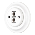 Reblig - Porseleinen retro ethernet-wandcontactdoos met afdekraam, 2x CAT.5E, wit