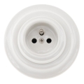 Reblig - Porseleinen retro stopcontact voor huishoudelijk gebruik met afdekraam, 250 V/16 A, wit