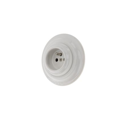 Reblig - Porseleinen retro stopcontact voor huishoudelijk gebruik met afdekraam, 250 V/16 A, wit