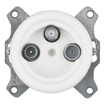 Reblig - Porseleinen retro TV/SAT-W wandcontactdoos zonder afdekraam wit