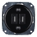 Reblig - Porseleinen retro USB-wandcontactdoos, randloos, 2x USB-A, zwart